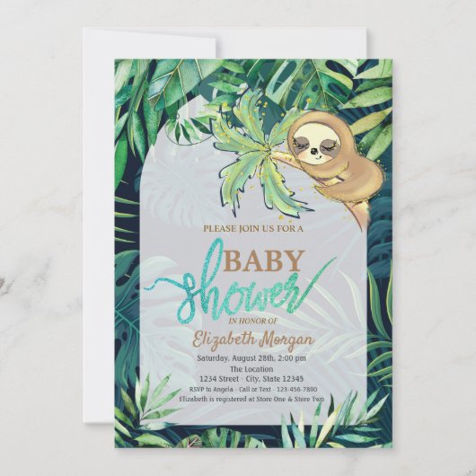 Schlafsessel Summer Palm Leaf Baby Dusche Einladung (Vorderseite)