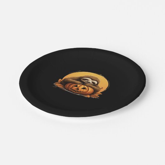 Schlafsessel und Halloween Pumpkin Classic T-Shi Pappteller (Schrägansicht)