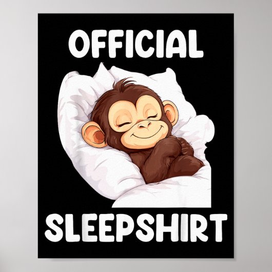 Schlafshirt Süßer Schlafaffe Tierliebhaber Pyjama Poster (Vorne)