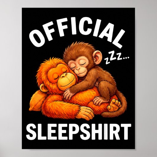 Schlafshirt Tier süß Punch-Affe Plüsch umarmend  Poster (Vorne)