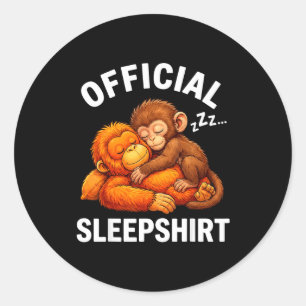 Schlafshirt Tier süß Punch Affe Plüsch umarmend  Runder Aufkleber