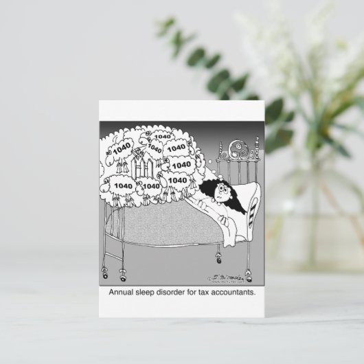 Schlafstörungen für Steuerberater Postkarte (Stehend Vorderseite)