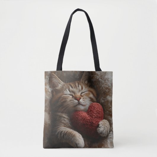 SCHLAFTABBBY-KATZE MIT HERZGESTATTETER PILLOW TASCHE (Vorderseite)