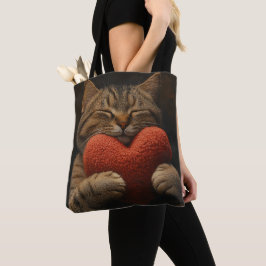 SCHLAFTABBYKATTE MIT HERZGESTATTETER PILLOW TASCHE