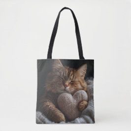 SCHLAFTABBYKATTE MIT HERZGESTATTETER PILLOW TASCHE