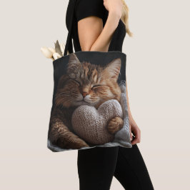 SCHLAFTABBYKATTE MIT HERZGESTATTETER PILLOW TASCHE