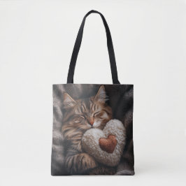 SCHLAFTABBYKATTE MIT HERZGESTATTETER PILLOW TASCHE