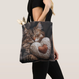 SCHLAFTABBYKATTE MIT HERZGESTATTETER PILLOW TASCHE