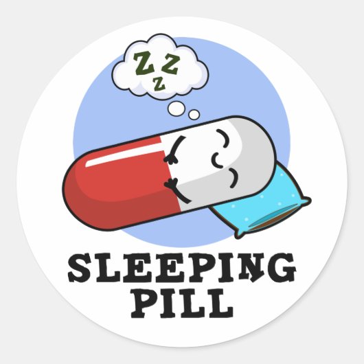 Schlaftablette Funny Medicine Pub Runder Aufkleber (Vorderseite)
