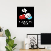 Schlaftablette Funny Medicine Pun Dark BG Poster (Heimbüro)