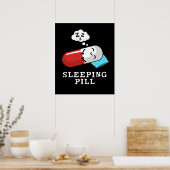 Schlaftablette Funny Medicine Pun Dark BG Poster (Küche)