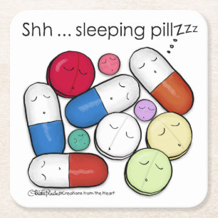 Schlaftabletten - Medikation Rechteckiger Pappuntersetzer