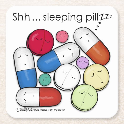 Schlaftabletten - Medikation Rechteckiger Pappuntersetzer (Vorderseite)