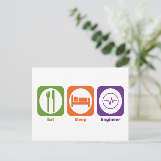 Schlaftechniker essen postkarte (Stehend Vorderseite)