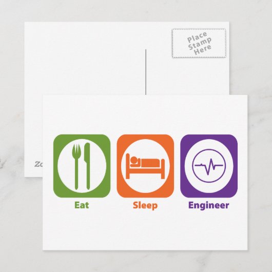 Schlaftechniker essen postkarte (Vorne/Hinten)