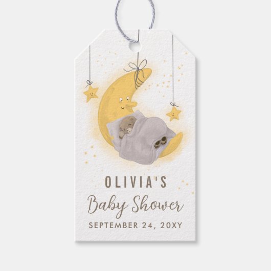 Schlafteddy Bären Neutral Baby Dusche Vielen Dank Geschenkanhänger (Vorderseite)