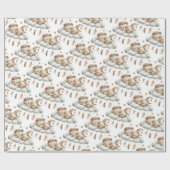 Schlafteddybär auf der Wolke neun braunen grauen B Geschenkpapier (Flach)