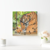 Schlaftiger Quadratische Wanduhr (Zuhause)