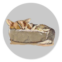 Schlaftricolor Welsh Corgi Sticker