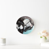 Schlaftuxedo Katzenkinnansicht kitschiges Bild Runde Wanduhr (Zuhause)