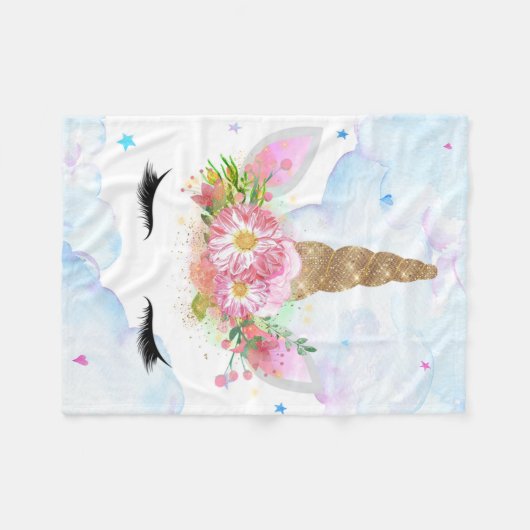 Schlafunicorn Fleecedecke (Vorderseite (Horizontal))