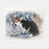 Schlafwalisischer Corgi Fleecedecke (Vorderseite (Horizontal))