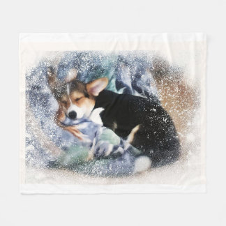 Schlafwalisischer Corgi Fleecedecke