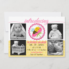 Schlafzimmer Bee Baby Girl Foto Geburtsankündigung Ankündigung