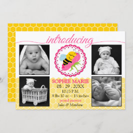 Schlafzimmer Bee Baby Girl Foto Geburtsankündigung Ankündigung