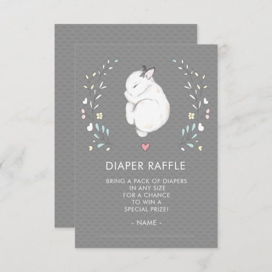 Schlafzimmer Bunny Baby Dusche Windeln Raffle Tick Einladung (Vorne/Hinten)