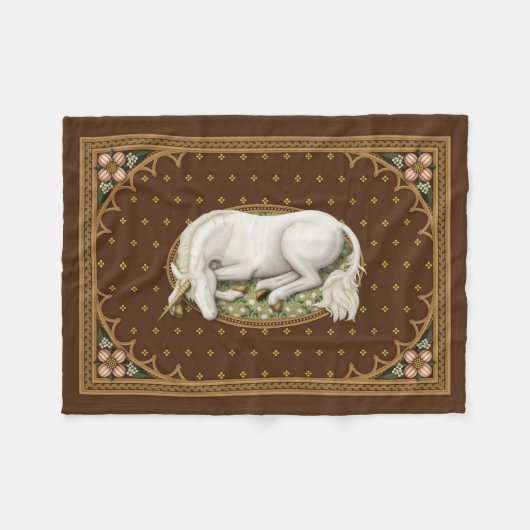 Schlafzimmer Einhorn Antikes Braun Mittelalter Fleecedecke (Vorderseite (Horizontal))