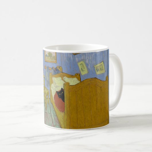 Schlafzimmer in Arles mit schwarzer Katze - Van Go Kaffeetasse (VorderseiteRechts)