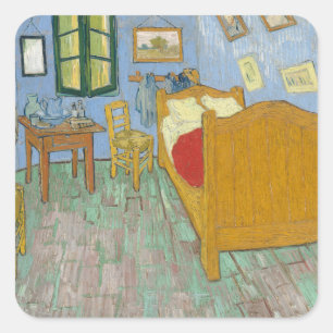 Schlafzimmer in Arles Van Gogh-Zimmer Quadratischer Aufkleber