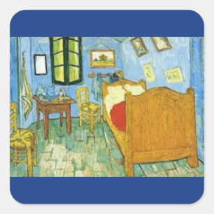 Schlafzimmer in Arles von Vincent Van Gogh Quadratischer Aufkleber