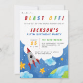 Schlag ab! Boys Outer Space Thema Geburtstagsparty Einladung (Vorderseite)