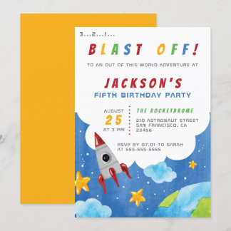 Schlag ab! Boys Outer Space Thema Geburtstagsparty Einladung