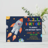 Schlag ab! Geburtstagsparty des Raketenschiffs Spa Einladung (Stehend Vorderseite)