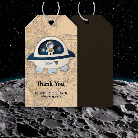 Schlag ab! Moderne Vintage Astronautenkindusche Geschenkanhänger