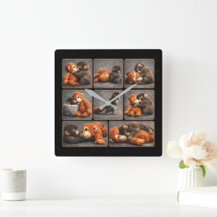 Schlag Baby Affe Quadratische Wanduhr