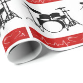 Schlag des Herzens eines Schlagzeugers Geschenkpapier (Rolleneckpunkt)