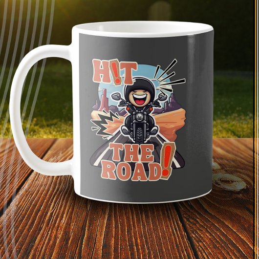 Schlag die Straße! Funny Road Trip Biker Kaffeetasse