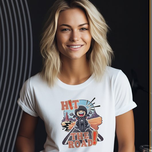 Schlag die Straße! Funny Road Trip Biker T-Shirt