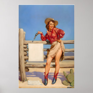 Schlag diese Cowgirl Western Vintage Style Elvgren Poster