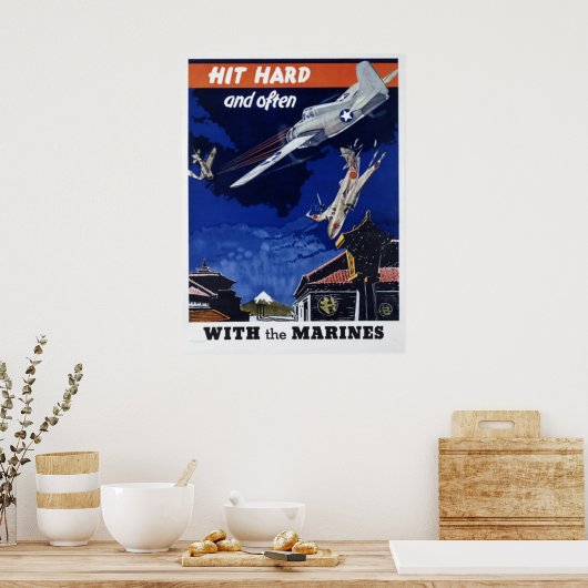 Schlag hart und oft mit den Marinen Poster (Küche)