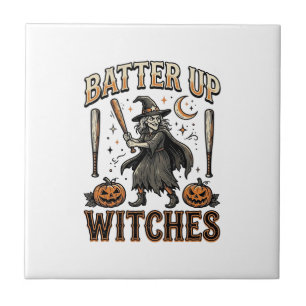Schlag Hexen auf, Vintage-Halloween-Baseball-Desig Fliese