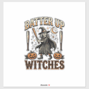 Schlag Hexen auf Vintage-Halloween-Baseball-Design Aufkleber