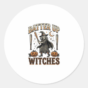 Schlag Hexen Vintage Halloween Baseball Design Runder Aufkleber