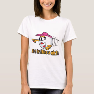Schlag mag es eine Mädchen-Cartoon-Golfballkunst T-Shirt