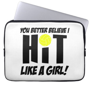 schlag wie ein Mädchen Volleyball Laptopschutzhülle