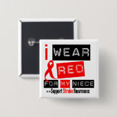 Schlaganfall Bewusstsein ich trage Red Ribbon für Button (Vorne & Hinten)